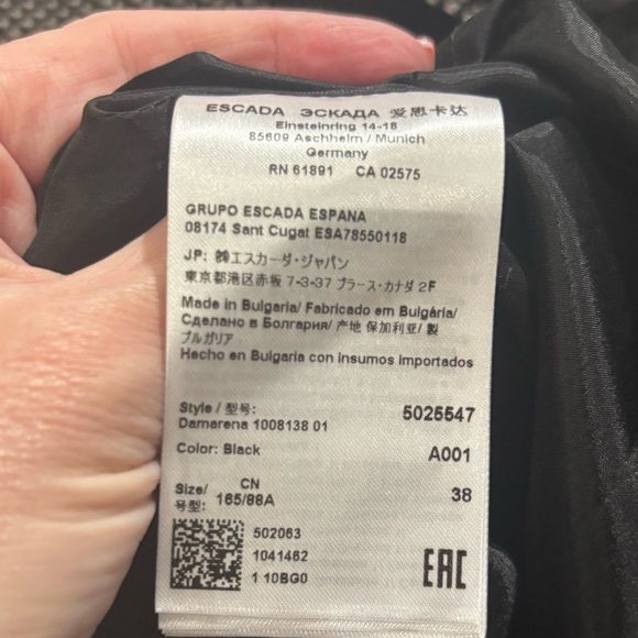 Escada Black and White 3/4 Sleeve Dress Geometric Pattern Size 38 - Picture 4 of 5